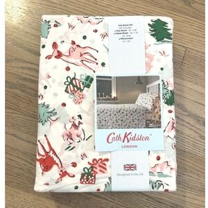 CATH KIDSTON London Full Sheet Set 100% Cotton Ditsy Deer Christmas Holiday New‎